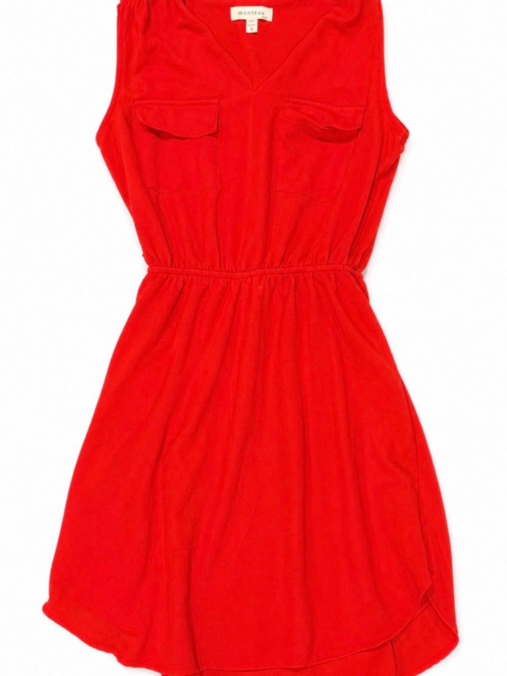 Monteau Bright Red Sleeveless V-Neck Mini‎ Dress